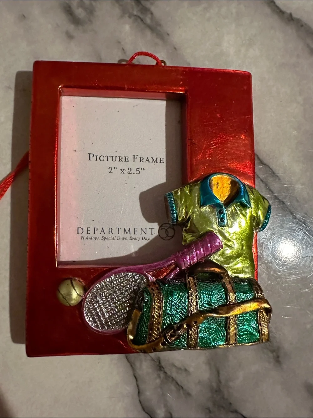 MSC Personalized Green and Red Tennis Ornament & ornament Picture Frame.